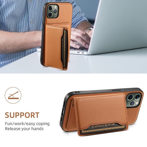 DENIOR Mobilskal till iPhone 11 Pro PU Läder + PC + TPU Khaki