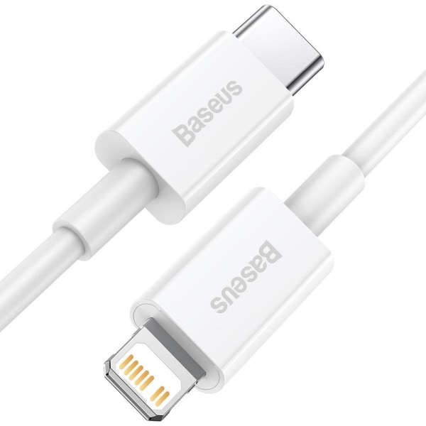 BASEUS kabel USB-C til Apple Lightning 8-pin PD20W 2 m Hvid