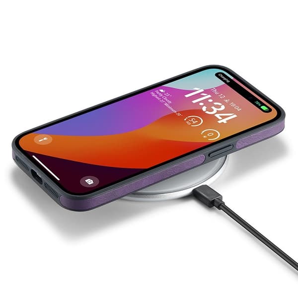 DG.MING Mobilskal till iPhone 15 Logo View Anti-Drop Lila