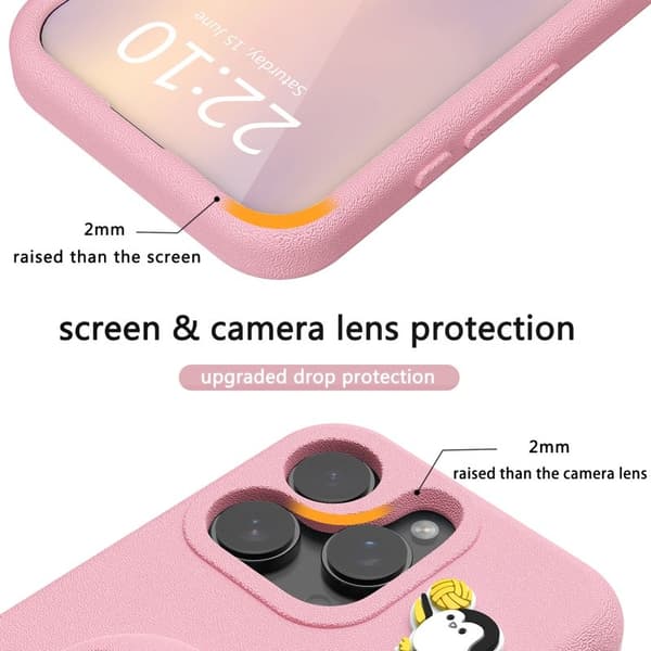 D.G Ming Mobilskal till iPhone 16 Pro Penguin Design - Stöttålig EVA - Rosa