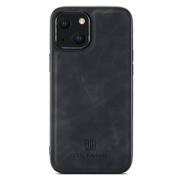 DG.MING Mobilskal till iPhone 14 PC+TPU PU Läder Svart