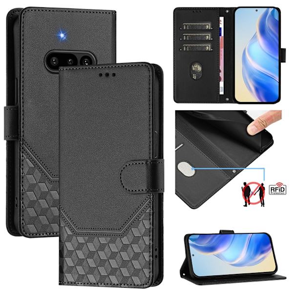Nothing Phone (3a) Plånboksfodral Imprinted Honeycomb RFID Svart