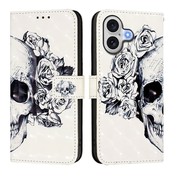 iPhone 17 Plånboksfodral Printing Pattern Med Strap Vit
