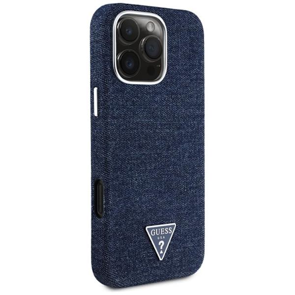Guess Mobilskal till iPhone 16 Pro MagSafe Denim Triangle - Blå Blå