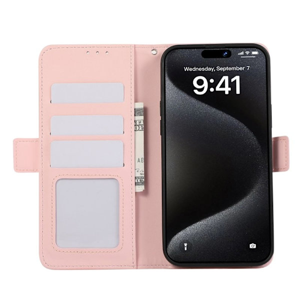 ABEEL iPhone 16 Plånboksfodral RFID-Skydd Konstläder - Rosa