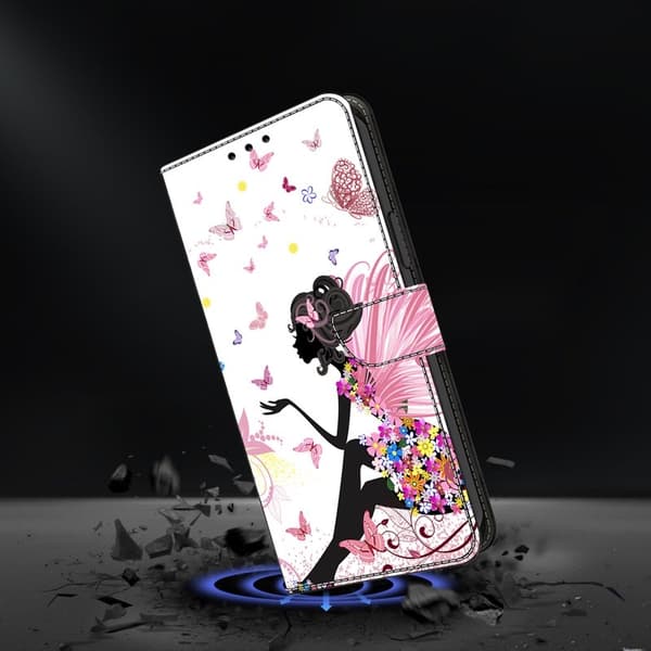 Samsung Galaxy S26 Plånboksfodral Fällbart Ställ Konstläder Mönster - Fjäril