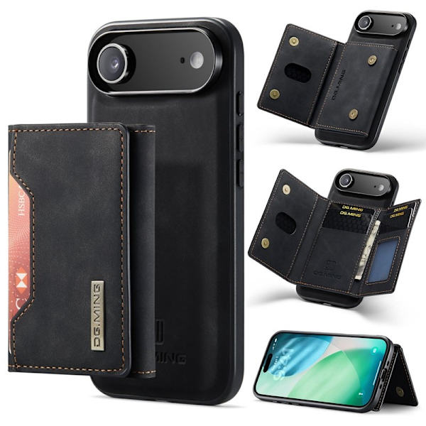DG.MING iPhone Air Konstläder Plånboksfodral PU + PC + TPU - Svart