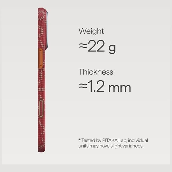 PITAKA Mobilskal För iPhone 17 Pro Max MagSafe Ultra-Slim Monogram- Guld Röd Röd