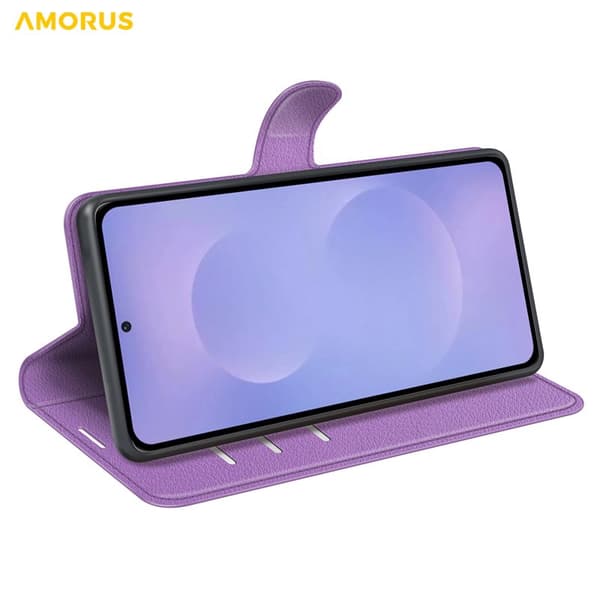 Amorus Plånboksfodral för Samsung Galaxy S26 Plus Konstläder Stöd - Lila