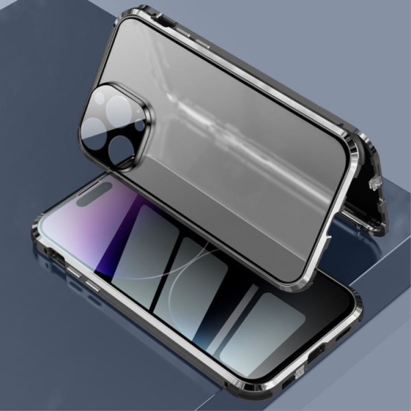 iPhone 14 Pro Max Cover Anti-Spy Metal Magnetic - Sort