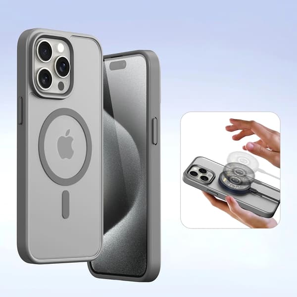 Dux Ducis iPhone 15 Pro Pung Taske Lawa Læder - Grå Grå