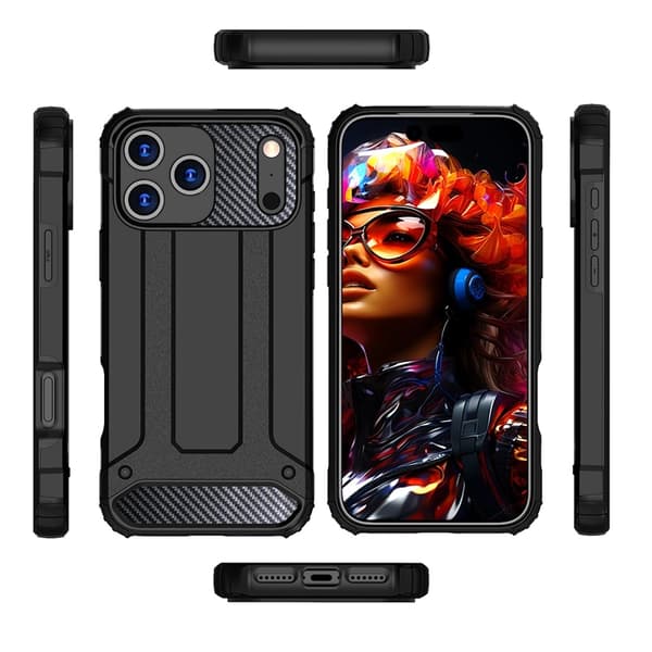Mobilskal till iPhone 17 Pro Hybrid Armor - Svart Svart