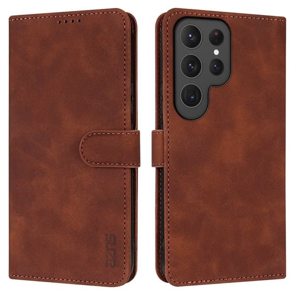 AZNS Samsung Galaxy S25 Ultra Plånboksfodral Konstläder - Brun