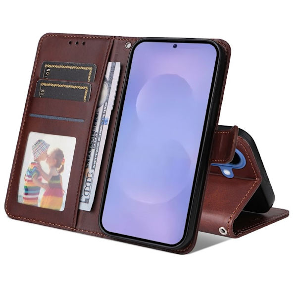 Samsung Galaxy S26 Plus Plånboksfodral Konstläder Folio Flip - Brun