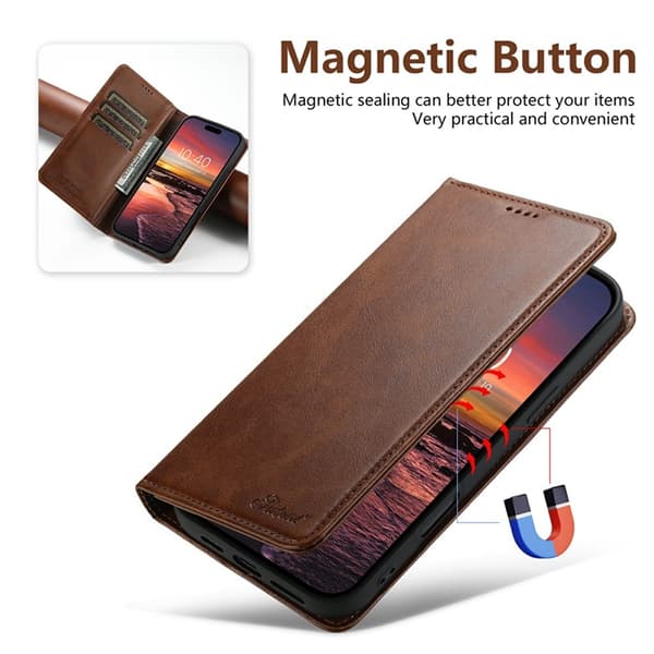SUTENI iPhone 17 Pro Max Plånboksfodral Konstläder - Brun Brun