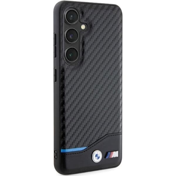 BMW Galaxy S24 Mobilskal Læder Carbon - Sort Black