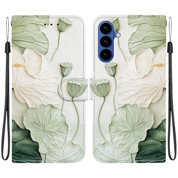 Plånboksfodral för Samsung Galaxy S26 Plus Mönstertryck Konstläder - Lotus