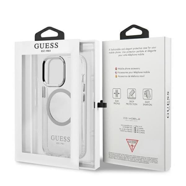 Guess iPhone 13 Pro Skal Magsafe Metal Outline - Silver Silver