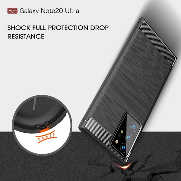 Carbon TPU Cover til Galaxy Note 20 Ultra - Sort Black