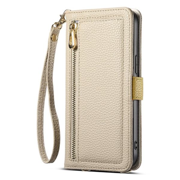 ESEBLE E11 för iPhone 15 Pro Plånboksfodral Konstläder - Khaki