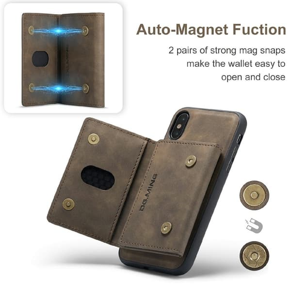 DG.MING M2 Series Mobilskal i Konstläder med kickstand för iPhone X - Brun
