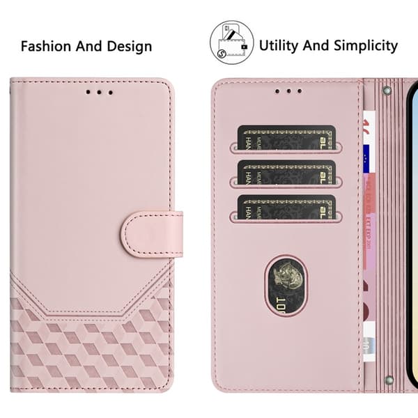 Nothing Phone (3a) Plånboksfodral Imprinted Honeycomb RFID Rosa