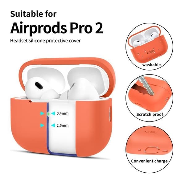 Tech-Protect Apple Airpods Pro 1/2 Taske Silikone - Neon Orange Orange
