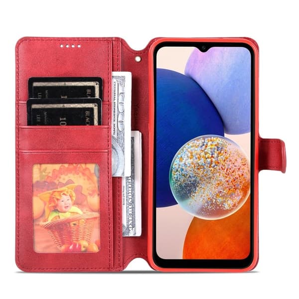 AZNS Samsung Galaxy A14 5G Plånboksfodral Konstläder - Röd