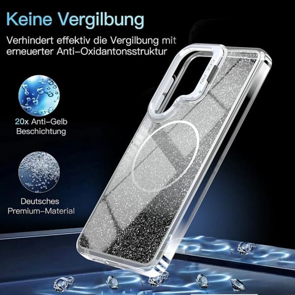 Mobilskal för Samsung Galaxy S26 Plus Magnetiskt Glitter Shockproof TPU - Svart