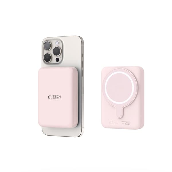Tech-Protect Magsafe Powerbank 10000mAh PB11 LifeMag - Lyserød Rosa