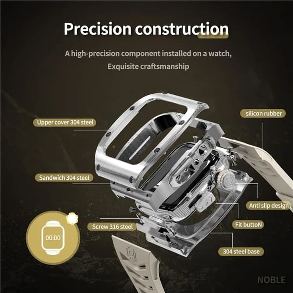 SHELLBOX Apple Watch 45mm Armband Silikon Metal - Vit Vit