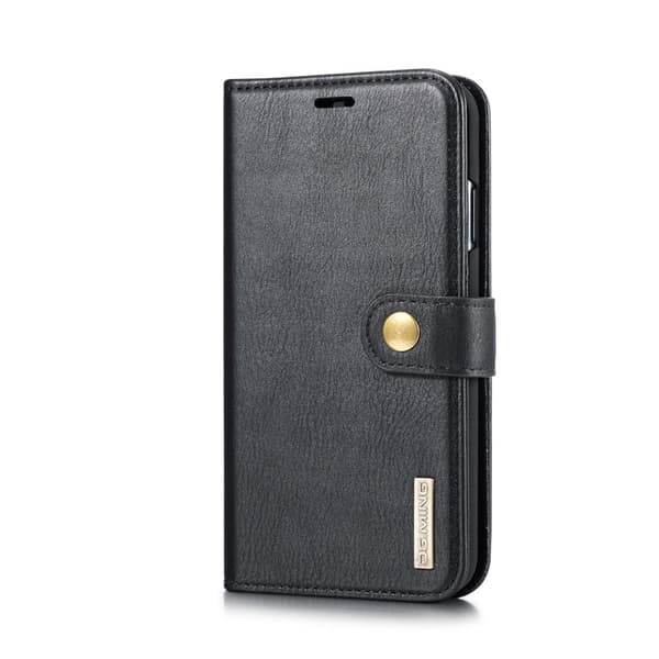 DG.MING iPhone XS Max 6.5" Plånboksfodral 2-i-1 Äkta läder Svart