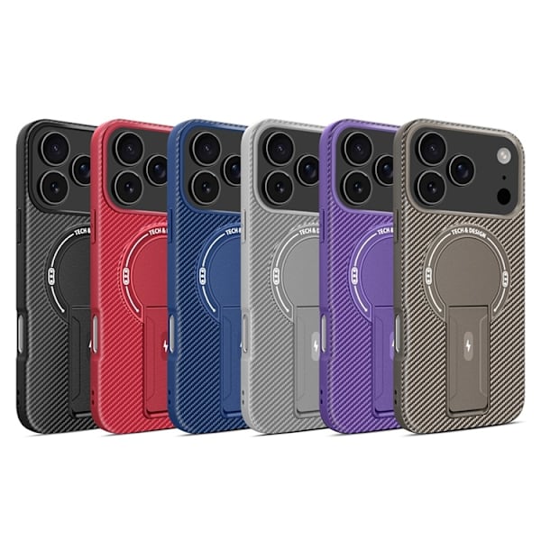 Mobilskal till iPhone 17 Pro Max MagSafe Kickstand Carbon Fiber - Blå Blå