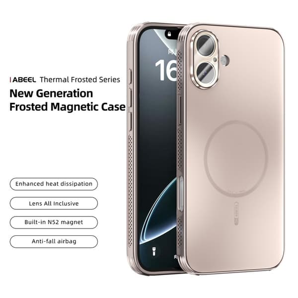 ABEEL Mobilskal till iPhone 16 Plus Magnetiskt TPU PC Kylmatte Guld