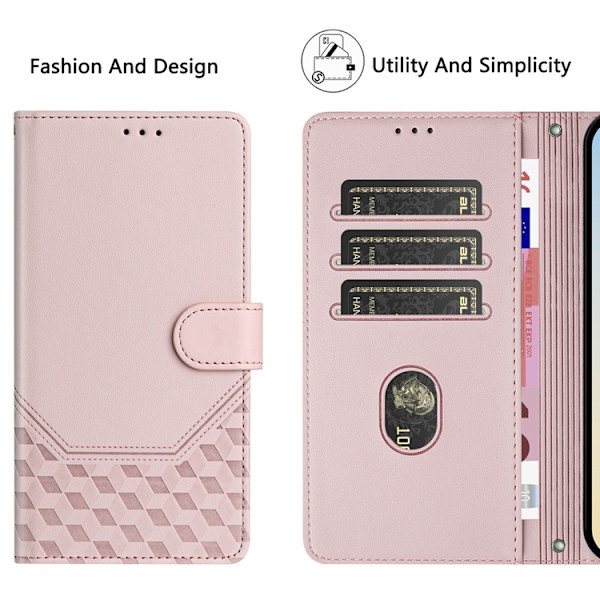 Nothing Phone (3a) Pro Plånboksfodral Imprinted Honeycomb RFID Rosa