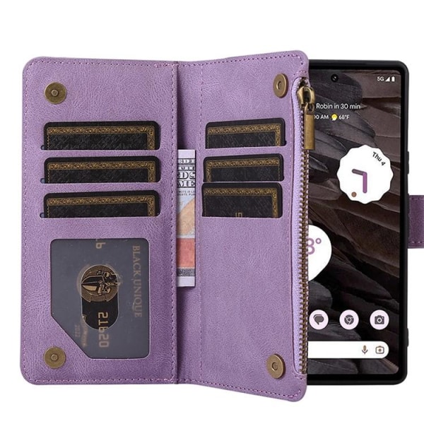 Google Pixel 7A Wallet Case Rhombus Imprint - Lilla