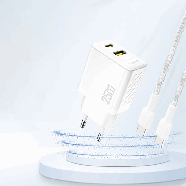 Dudao Hurtigoplader 25W A26T GaN USB-A USB-C - Hvid Vit