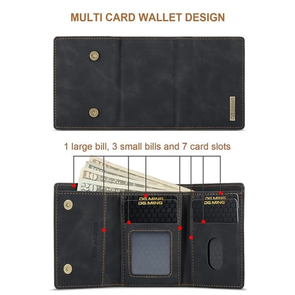 DG.MING M1 Wallet Mobilskal med Kickstand för iPhone 11 - Svart