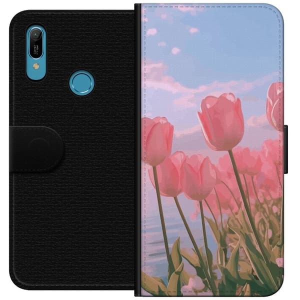 Plånboksfodral till Huawei Y6 (2019) med Rosa Tulpaner