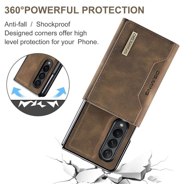 DG.MING Samsung Galaxy Z Fold4 Plånboksfodral Magnetisk Brun