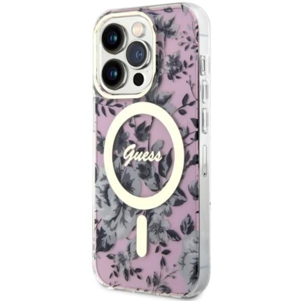Guess iPhone 14 Pro Mobilskal MagSafe Flower - Rosa