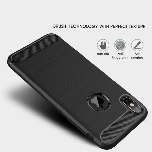 Carbon Fiber Brushed Mobilskal till iPhone XS Max - Svart Svart