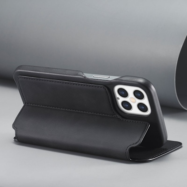 LC.IMEEKE iPhone 12 Pro Max Plånboksfodral Konstläder - Svart