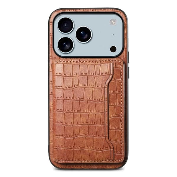 Mobilskal till iPhone 17 Pro Max Korthållare Crocodile - Brun Brun