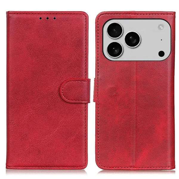 iPhone 17 Pro Max Plånboksfodral Cowhide Texture - Röd Röd