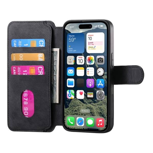 CASENEO iPhone 16 Plånboksfodral Konstläder - Svart