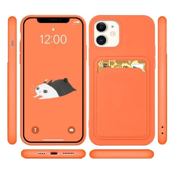 Silikone Kortholder Etui iPhone 12 Pro - Orange Orange
