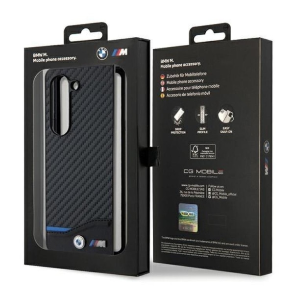 BMW Galaxy Z Fold 5 Kännykänsuojus Nahkainen Carbon - musta