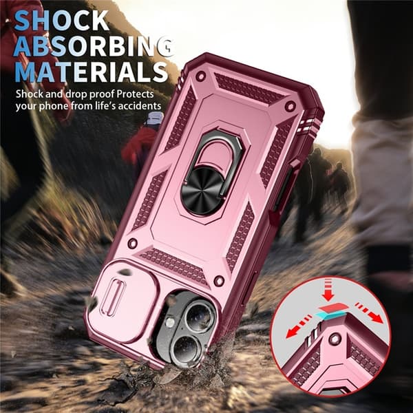 Mobilskal till iPhone 17 Slide Camshield Kickstand - Mörkröd Röd