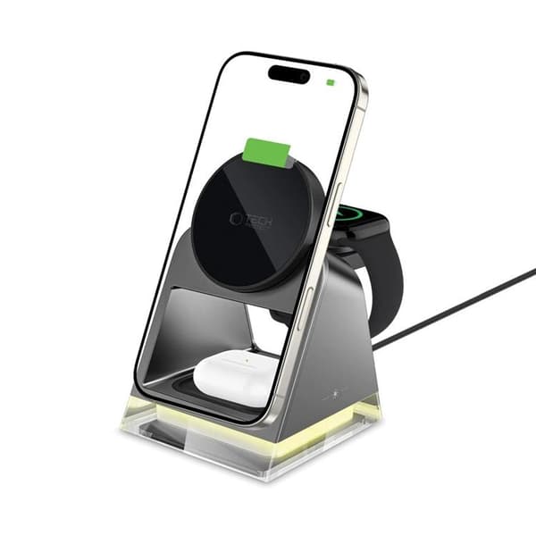 Tech-Protect Trådløs Oplader Magsafe iPhone Apple Watch AirPods (Sort) Svart